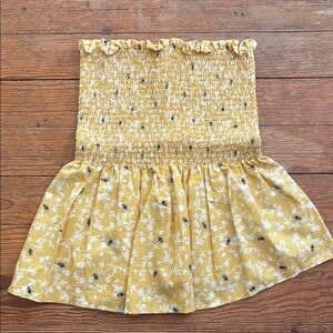 Yellow Floral Smocked Tube Top